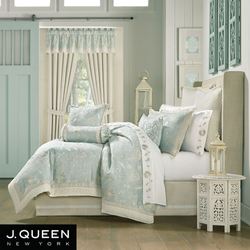 Garden View Embroidered Comforter Set Aqua Mist