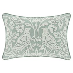 Garden View Embroidered Birds Pillow Aqua Mist Rectangle
