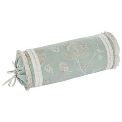Garden View Embroidered Flanged Pillow Aqua Mist Neckroll