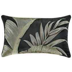 Martinique Embroidered Tailored Pillow Black Rectangle