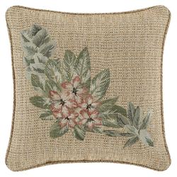 Martinique Embroidered Tweed Pillow Beige 18 Square