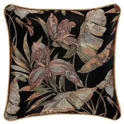 Martinique Jacquard Piped Pillow Black 20 Square