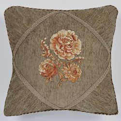 Rhapsody Floral Embroidered Pillow Multi Warm 18 Square
