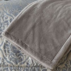Belmont Plush Throw Blanket Light Gray 50 x 60