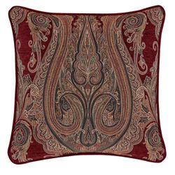 Garnet Piped Scrollwork Pillow 20 Square