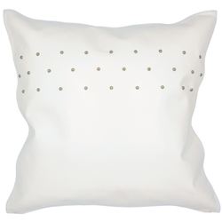 Fenton Tailored Leather Pillow Off White 20 Square