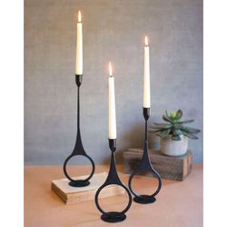 Circle of Love Taper Candleholders Black Set of Three