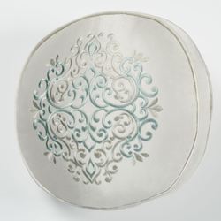 Avalon Embroidered Pillow Oyster Round