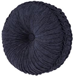 Woodstock Reversible Pleated Tufted Pillow Indigo Round