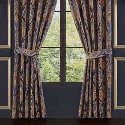Woodstock Wide Tailored Curtain Pair Indigo 100 x 84