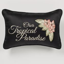 Barbados Embroidered Rectangle Pillow Black