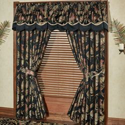 Barbados Wide Tailored Curtain Pair Black 100 x 84