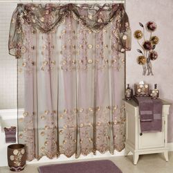 Ombre Rose II Sheer Embroidered Shower Curtain Purple 70 x 72