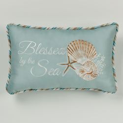 Seabreeze Embroidered Rectangle Pillow Aqua
