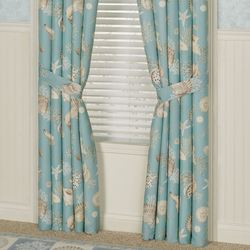 Seabreeze Tailored Curtain Pair Aqua