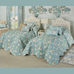 Seabreeze Grande Twin Bedspread Set Aqua