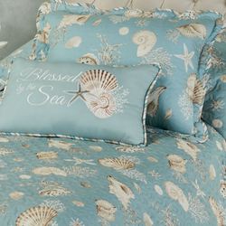 Seabreeze Grande Twin Bedspread Set Aqua