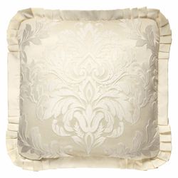Marquis Damask Flanged Pillow Pearl 20 Square