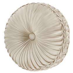 Trinity Pleated Tufted Pillow Champagne Round