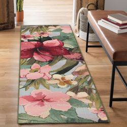Tropical Floral Rug Runner Multi Bright 111 x 76