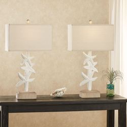 Coralia Starfish Table Lamp Pair Off White