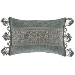 Dorset Embroidered Bead Tassel Pillow Teal Rectangle