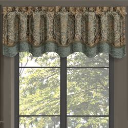 Dorset Scalloped Valance Teal 72 x 20