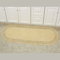Double Ruffle Oval Bath Rug Runner 54 x 21