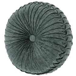 Botticelli Blue Pleated Tufted Pillow Dusty Blue Round