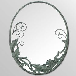 Dolphins Oval Wall Mirror Verdi Bronze