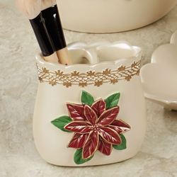 Poinsettia Grace Brush Holder Light Cream