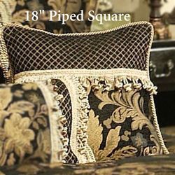 Lismore Piped Pillow Black 18 Square