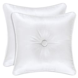 Astoria Tufted Piped Pillow Off White 16 Square