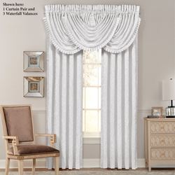 Astoria Damask Scroll Tailored Curtain Pair Off White 98 x 84
