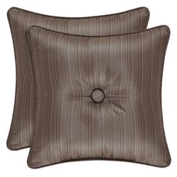 Astoria Striped Tufted Piped Pillow Coffee 16 Square