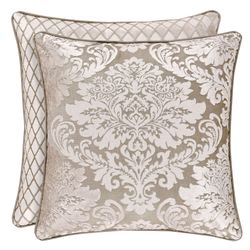Bel Air Almond Reversible Damask Piped Pillow 18 Square