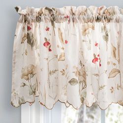 Fairhope Floral Scalloped Valance Eggshell 48 x 15