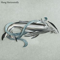 Humpback Whale with Calf Wall Sculpture Silver