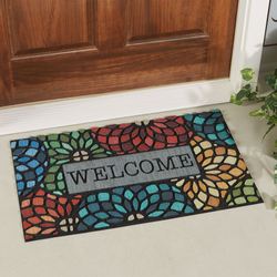 Stained Glass Florets Welcome Doormat Multi Bright 30 x 18