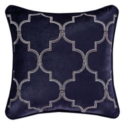 Middlebury Velveteen Embroidered Pillow Indigo 18 Square