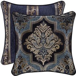 Middlebury Reversible Jacquard Pillow Indigo 20 Square