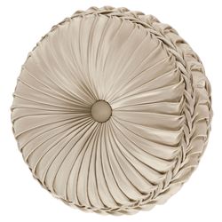 Jacqueline Pleated Tufted Pillow Beige Round