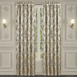 Jacqueline Wide Tailored Curtain Pair Beige 100 x 84