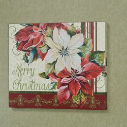 Merry Christmas Poinsettia Canvas Wall Art Red