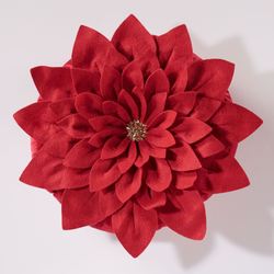 Poinsettia Contour Petal Pillow Dark Red 14