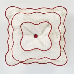 Poinsettia Matelasse Tufted Pillow Light Cream 16 Square