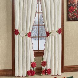 Poinsettia Matelasse Curtain Pair Light Cream