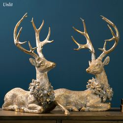 Elegant LED Deer Sculptures Gold Set of Two