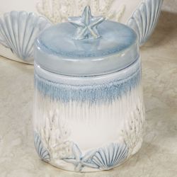 Abstract Coastal Covered Jar Blue