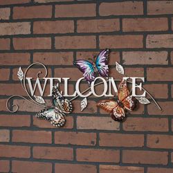 Butterfly Welcome Wall Art Multi Earth